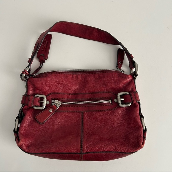 Fossil Red Leather Shoulder Bag - Picture 1 of 12